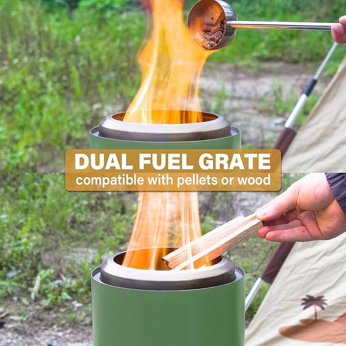 HGD 8.0 x 5.5 Inch Smokeless Firepit Stainless Steel Fire Pits Smokeless Fire Pit for Outside with Carry Bag for Camping Backyard Patio Garden Picnic Green