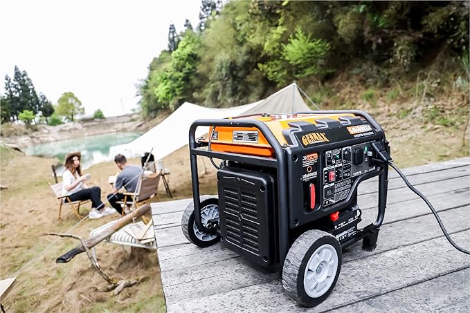 GENMAX Portable Inverter Generator 6000W open frame Gas Powered High Speed Engine with Electric Start Ultra Lightweight for Backup Home Use &amp Job SiteEPA Compliant (GM6000XiE)