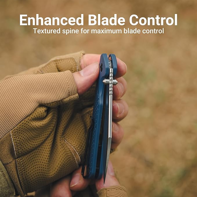 CJRB Pyrite-Light Pocket Knife Folding Knife with 3.34'' AR-RPM9 Steel Blade EDC Knife with Pocket Clip Pocket Knife for Men Women Sharp Camping Hiking Survival J1945 Blue Stonewash