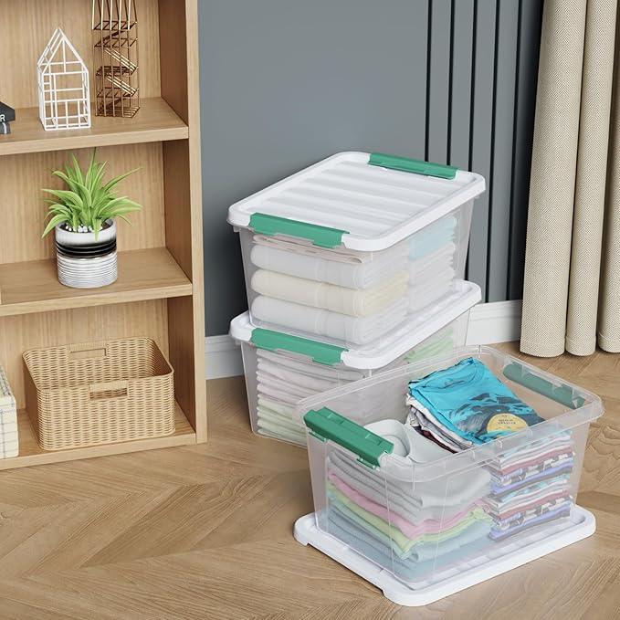 20 Quarts Latching Storage Boxes 6-pack Clear Plastic Bins Containers with Lids