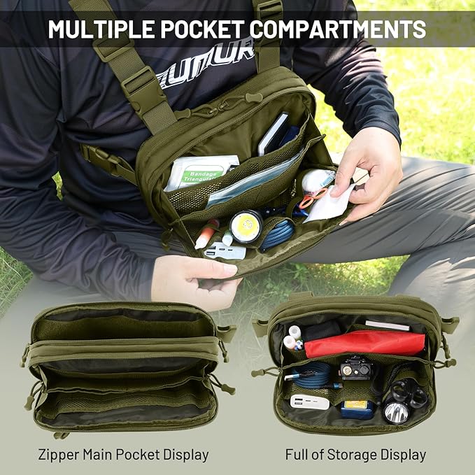 Tactical EDC Chest Bag Utility Molle Chest Rig Pouch with CCW Compartment Adjustable Strap Outdoor Chest Pack