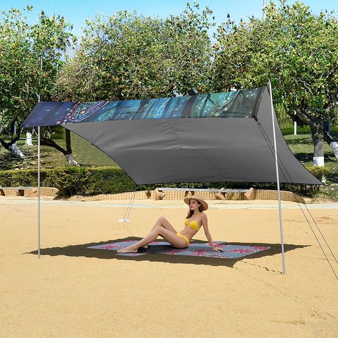 ALAZA Forest Dragonfly Magic Beach Tent Sun Shelter Portable Canopy Sunshade for Outdoor Camping Picnics Backyard Fun 10x9 ft