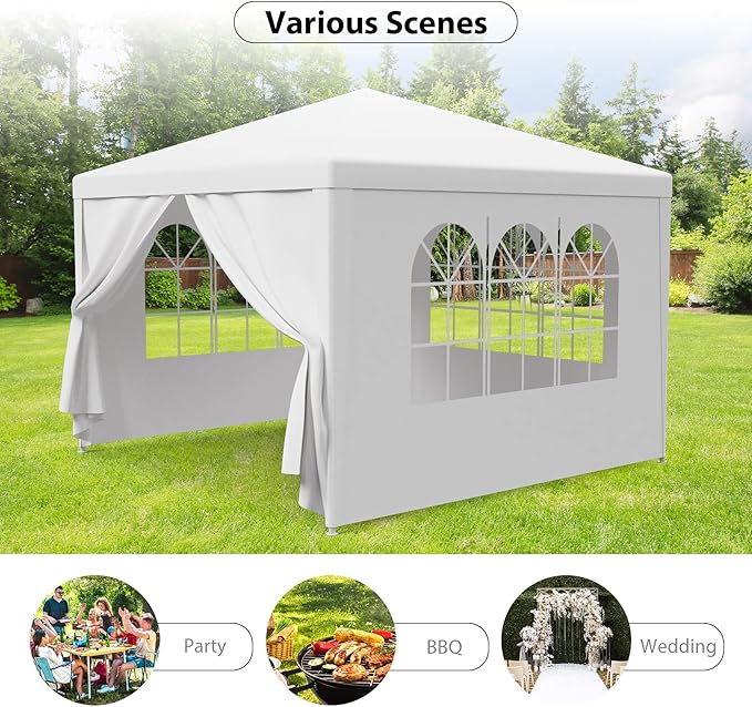HomGarden 10'x10' Outdoor Canopy Tent Patio Camping Gazebo Storage Shelter Pavilion Cater Party Wedding BBQ Events Tent w/Removable Sidewalls
