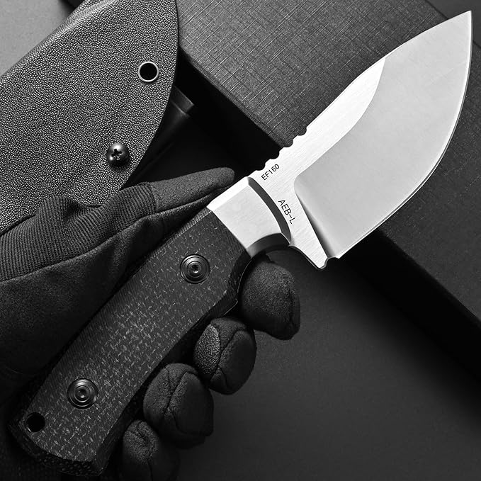 Eafengrow EF160 Fixed Blade Knife AEB-L Steel Blade Micarta &ampSteel Head Handle Full Tang Compact EDC Fix Knifes for Camping Survival