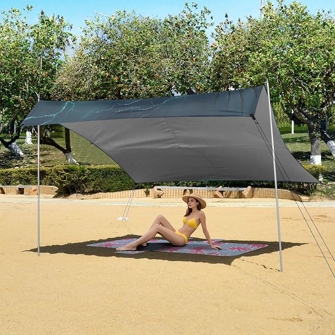 ALAZA Eagles Lightning Fly Beach Tent Sun Shelter Portable Canopy Sunshade for Outdoor Camping Picnics Backyard Fun 10x9 ft
