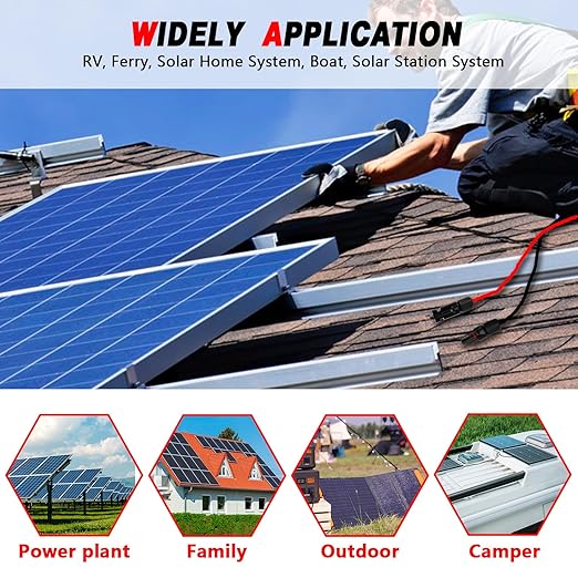 2X 100 FT 10AWG(6mm²) Solar Panel Extension Cable with Female and Male Connector with Storage Bag 100FT Red + 100FT Black Solar Panel Cable Weatherproof Pure Copper for RV Charge Controllers