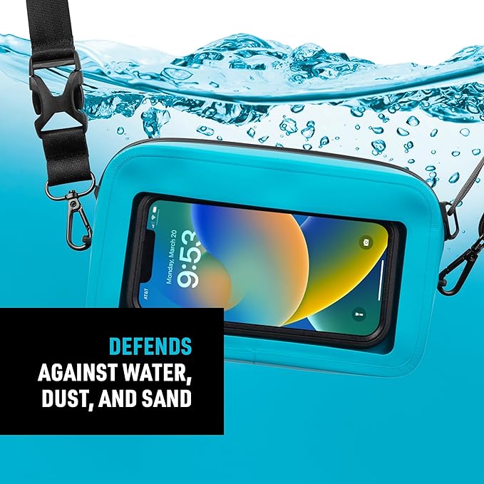 Nite Ize RunOff Waterproof Hip Pack - Beach &amp Hiking Essential - Bag for Phone &amp Travel Essentials - Crossbody Beach Tote &amp Travel Pouch with IP67 Rating - Blue