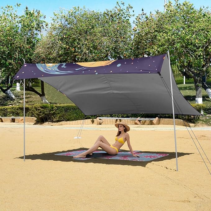 ALAZA Funny Cute Space Labrador Beach Tent Sun Shelter Portable Canopy Sunshade for Outdoor Camping Picnics Backyard Fun 10x9 ft