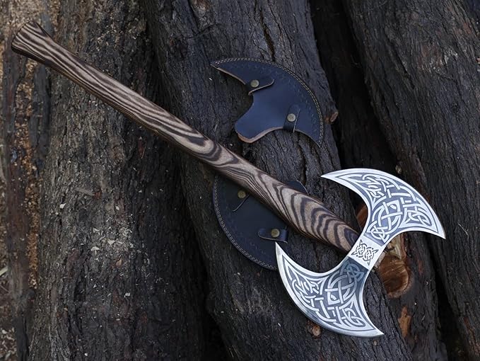 24” Viking Double Handed Axe Large Norse Axe Scandinavian Style Hatchet Double Headed ax Viking ax History of Norse Mythology self Defense Prop Tools