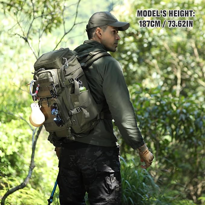 45L Tactical Backpack Military Molle Backpack with 17 Laptop Compartment Survival Large Hiking Travel Rucksack for Outdoors