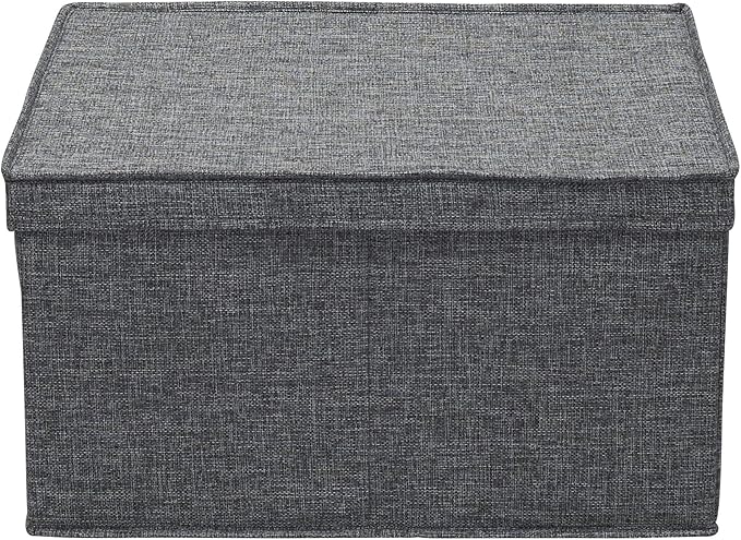 Household Essentials Jumbo Fabric Storage Bins 2 Pack Sturdy Sides and Reinforced Bottom Luxe Poly Linen Fabric Graphite Linen