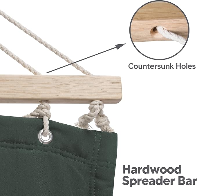 SUNCREAT Hammocks Extra Large Double Hammock with 12 ft Stand 475lbs Capacity Outdoor Portable Hammock with Hardwood Spreader Bar Extra Large Pillow Gray Green