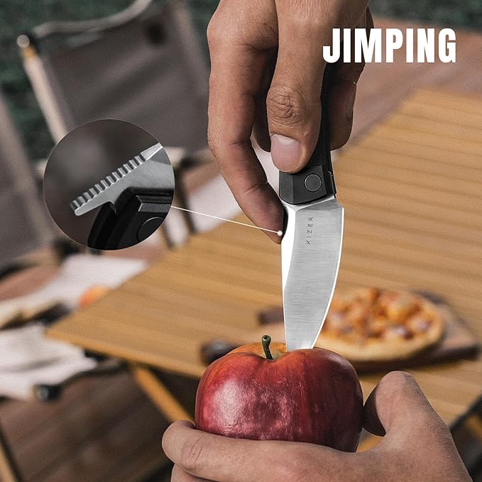 Kizer Mini Momo EDC Pocket Knife 3.2” Nitro V Blade Pocket Folding Knife with Aluminum+G10 Handle Front Flipper EDC knife with Pocket Clip for Men Women Camping Hunting Survival Knives V3663M1