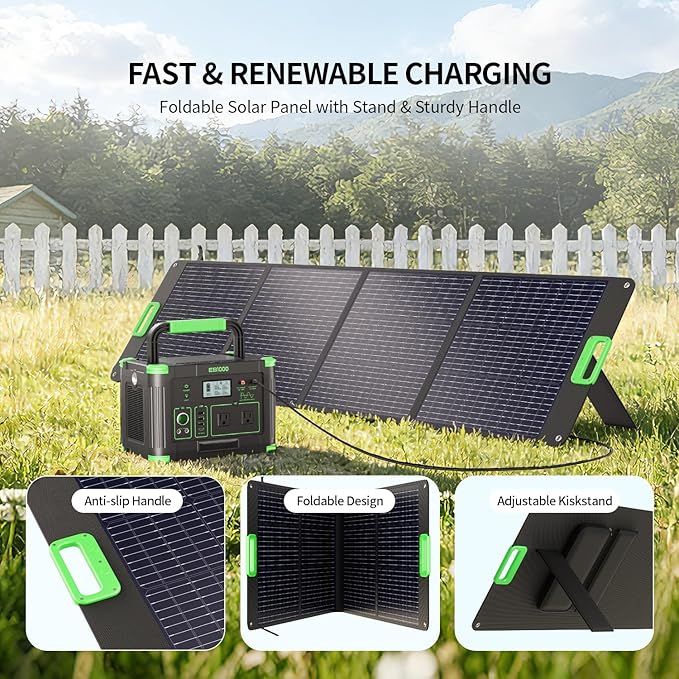 200W Portable Solar Panel for Power Station Foldable Solar Charger w/ 4 Kickstands IP65 Waterproof Solar Panel Kit w/DC XT60 Anderson Aviation Output for Outdoor RV Camper Blackout