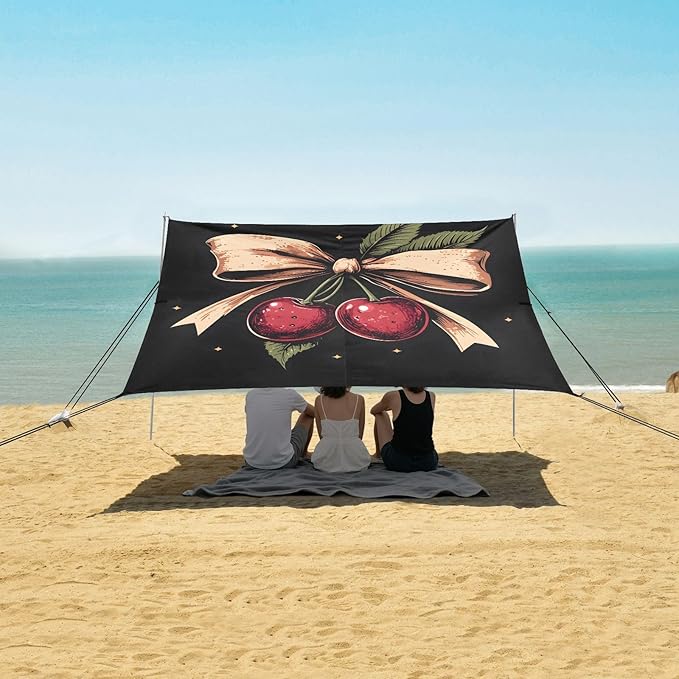 ALAZA Cherry Bow Beach Tent Sun Shelter Portable Canopy Sunshade for Outdoor Camping Picnics Backyard Fun 10x9 ft