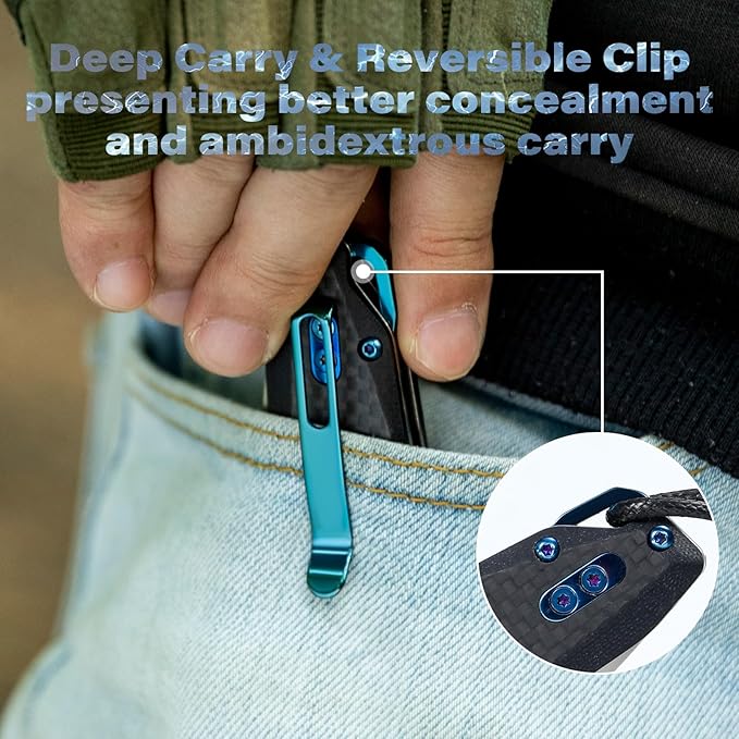 Dispatch Axis Lock Folding Pocket Knife with Clip 3.27 D2 Steel Blade and Carbon Fiber Handle Camping Folding Knives for Men Women Hiking Survival Pocketknife