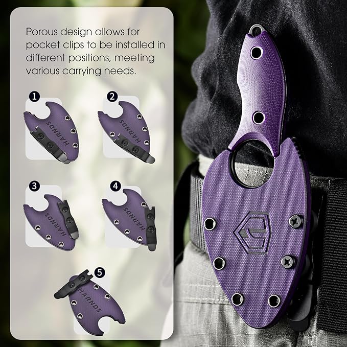 Harnds Small Fixed Blade Knife Full Tang EDC Camping with Sheath Lanyard and Clip Blade Length 2.172.5 oz.with Sheath