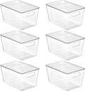 Vtopmart 6 Pack Clear Stackable Storage Bins with Lids Large Plastic Containers with Handle for Pantry Organizer and StoragePerfect for BathroomCabinetKitchenFridgeCloset Organization