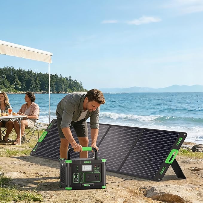 EBL 200W Portable Solar Panel High Efficiency Solar Power Panel for Home RV Camping Marine Off-Grid Applications Weatherproof Solar Charging Solution