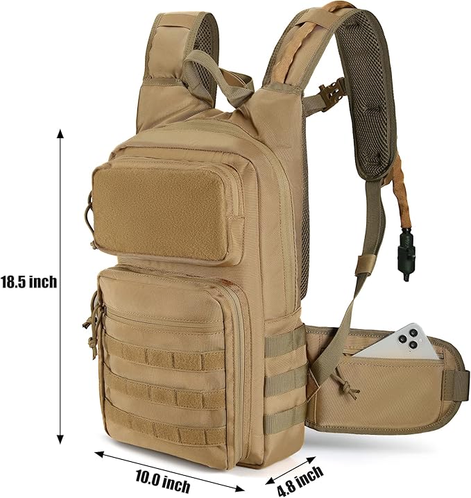 Tactical Hydration Pack Lightweight Insulation Water Backpack Molle Hydration Backpack for Hiking Running Cycling Climbing Hunting Fishing