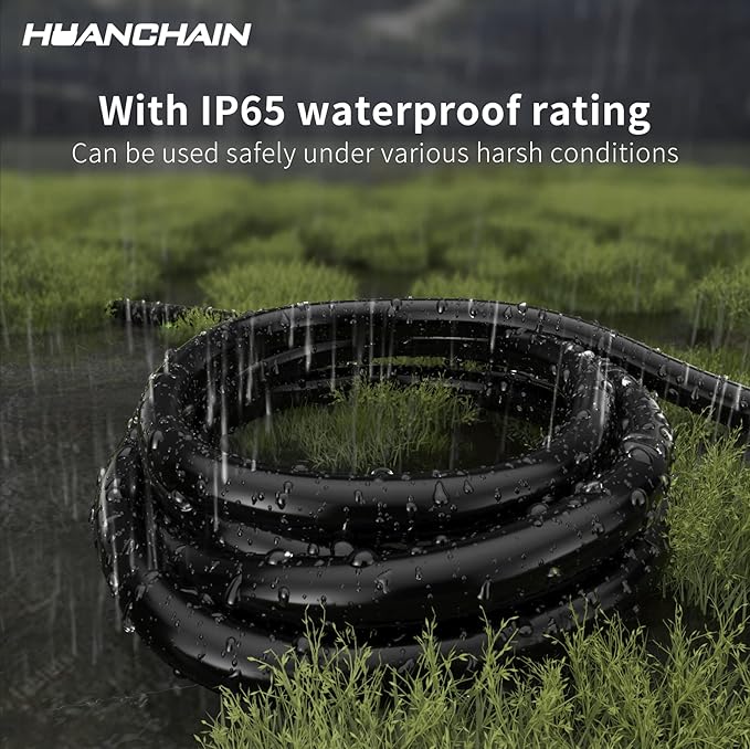 huanchain 3 Prong 30 Amp Generator Cord 25 Feet Heavy DutyNEMA L5-30P/L5-30R 10 Gauge 125V SJTW Black Lock Generator Extension Cord Waterproof ETL Listed
