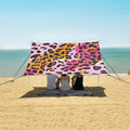 ALAZA Pink Yelliw Leopard Animal Print Beach Tent Sun Shelter Portable Canopy Sunshade for Outdoor Camping Picnics Backyard Fun 10x9 ft