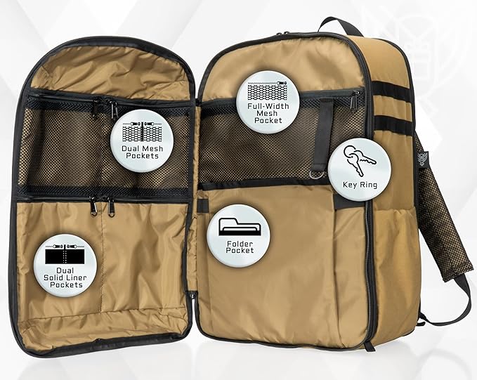 Xtreme Sight Line ~ Versa Backpack ~ Removable Faraday Sleeve fits up to a 16 Laptop ~ Heavy-Duty Lightweight Foam Padded &amp Multiple Large Compartments ~ 1000D Nylon/Spacer Mesh ~ Coyote Brown
