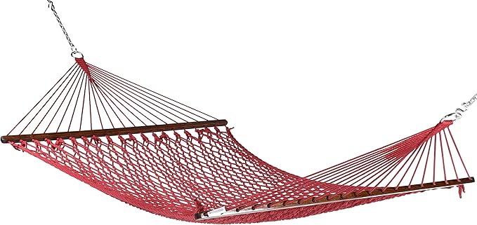Rope Hammock and Tri Beam Stand (Red Hammock and Black Stand)