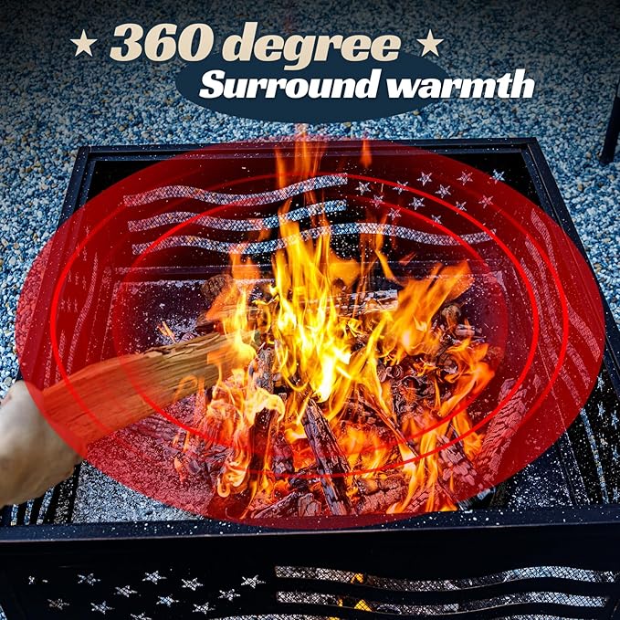 Verdeluxe 32Inch Square-Shaped Fire PitOutdoor Fire Pits with Spark Screen&ampPokerMetal Square Wood Burning Firepits for OutsideBackyardBonfirePatioPartyGardenPicnic and Camping(Antique Bron