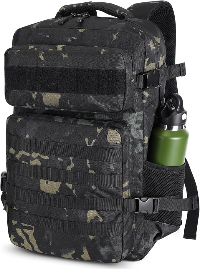 HUNTVP Tactical Backpack for Men 30L Military Backpack MOLLE Assault Pack Army Daypack Hunting Rucksack for Hiking Travel Work with Bottle HolderCamo