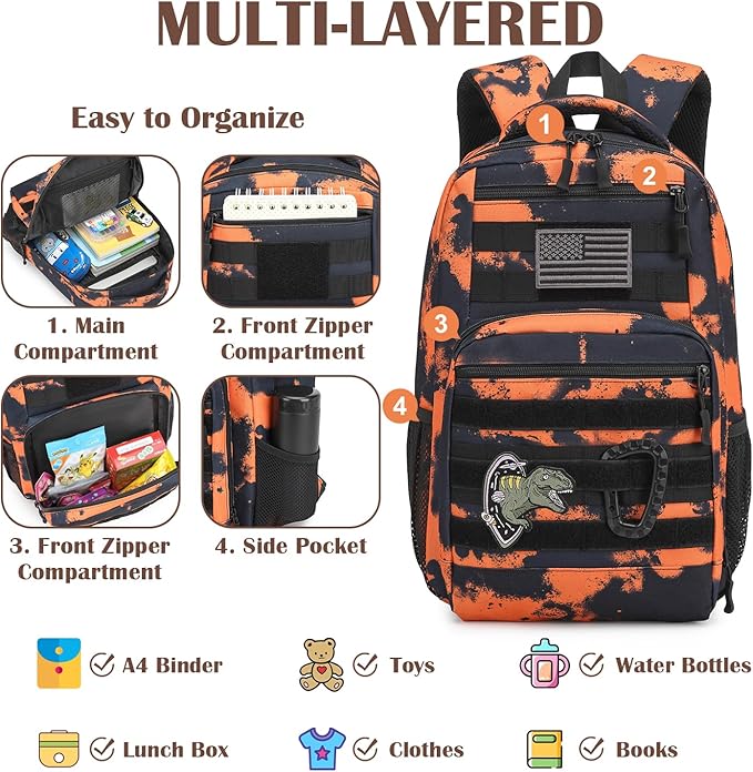 Kids Tactical Backpack Army Molle Bookbag Military Boys Backpack for School Outdoor Camping Mars CM