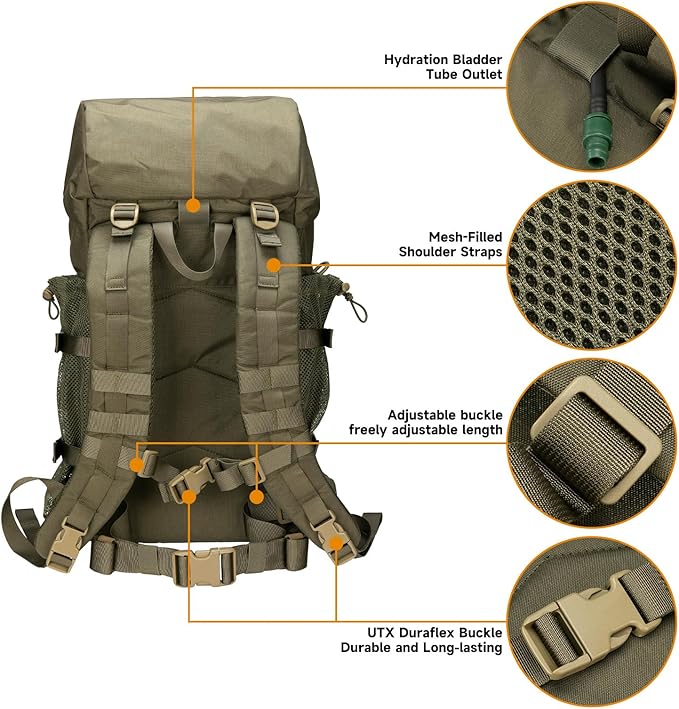 EXCELLENT ELITE SPANKER 40L Camping Hiking Backpack for Men and Women Tactical Military Backpack Large Rucksack for Outdoor Activities Travel Backpacking(RGN)