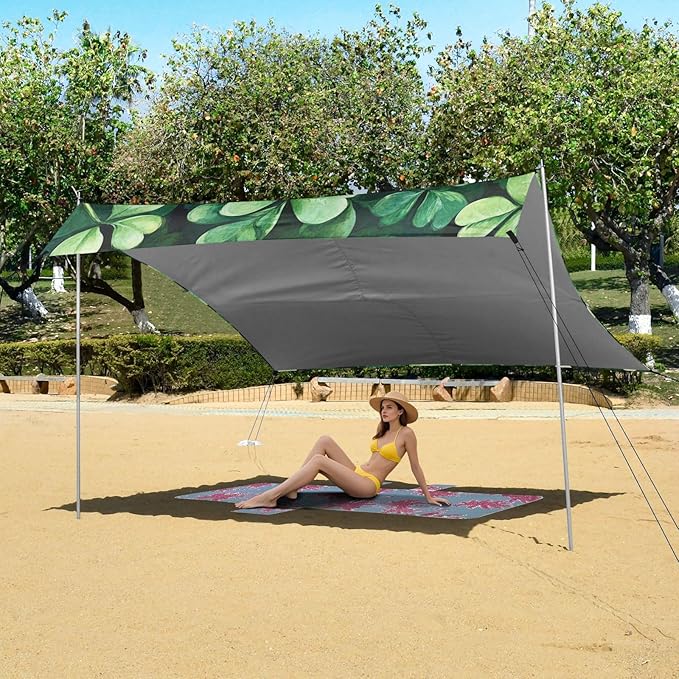 ALAZA Four Leaves Chamrock Leaves St. Patrick's Day Beach Tent Sun Shelter Portable Canopy Sunshade for Outdoor Camping Picnics Backyard Fun 10x9 ft