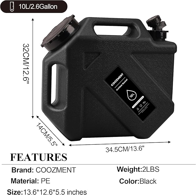 3.2 Gallon/5 Gallon Water Containers with Spigot BPA Free Water Jug Military Green Water Tank Multifunction Water Storage Containers for Camping Outdoor HikingEmergency Stroage