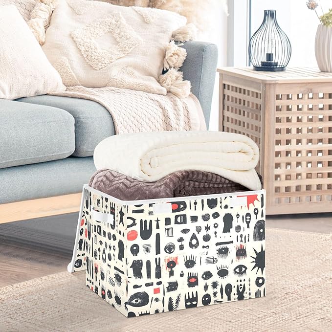 Storage Cube with Lid Funny Pattern Print 16.5×12.6×11.8 IN Collapsible Large Capacity Foldable Storage Basket Bin Organizer