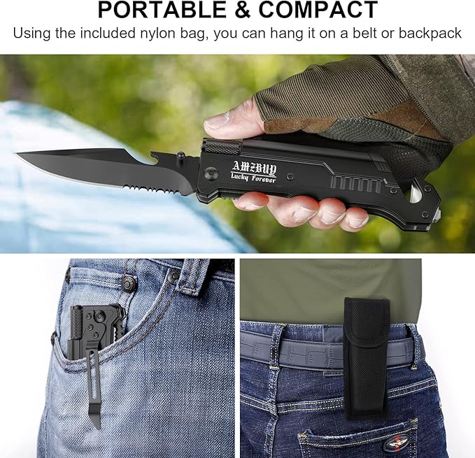 Stocking Stuffers for Men Dad Gifts: 2Pack Christmas for Adults Women Present Idea 7-In-1 Multi Tool Camping Fishing Multitool Birthday Gadgets for Him Boyfriend Husband Who Have Everything