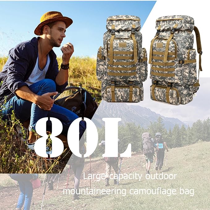 Assault Pack Rucksack – Heavy Duty Bag 600D Oxford Fabric Abrasion Tear Resistant Construction Spacious Organized Storage | Perfect for Outdoor Adventure Travel Mountaineering Field Survival