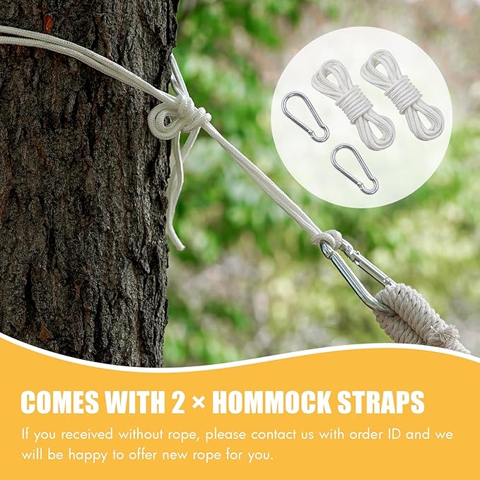 HappyPicnic Double Hammock with 9.8FT2 Rope Portable 2 Persons Hammock with Carrying Bag- Patio Hammocks Hanging Camping Bed for Patio Backyard Porch Outdoor and Indoor Use