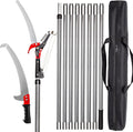 Walensee Pole Saw for Tree Trimming 7.2-27 FT Manual Tree Pruner with 8 Sectional Fiberglass Poles Saw Blade &amp Pruning Scissor Head Adjustable Branch Cutter for Yard Garden with Storage Bag