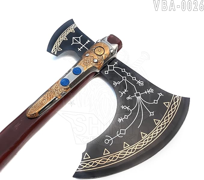 SHINY CRAFTS® Handmade Viking Axe Hatchet Norse Axe- 40 Long Two-Handed Berserker Hatchet Forged Axe - Bearded Axe - with Sheath (VBA-26)