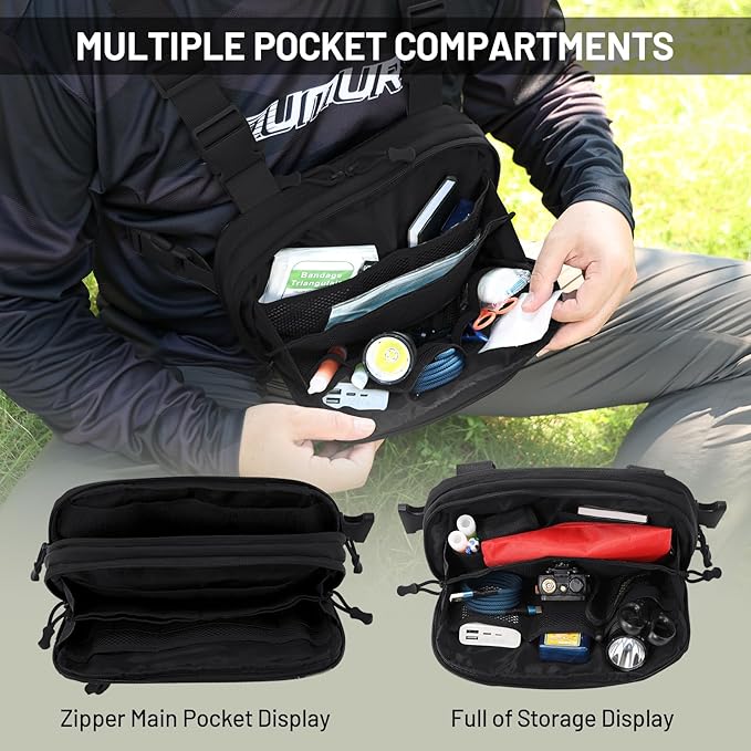 Tactical EDC Chest Bag Utility Molle Chest Rig Pouch with CCW Compartment Adjustable Strap Outdoor Chest Pack