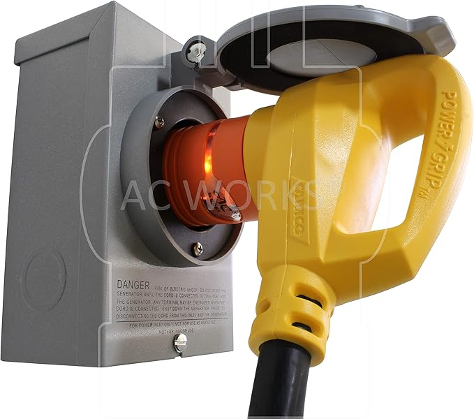 AC WORKS Generator to Transfer Switch L14-30 Inlet Box Adapter (TT-30 RV 30Amp to L14-30 Compact)