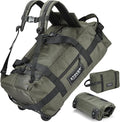 STOVER 45/80/100L Carry-On Rolling Duffel Bag with Wheels Medium Durable Travel Duffle w/Toiletry Bag Packable Foldable with Shoulder Straps- Use as Luggage or Backpack Men/Women (Green)