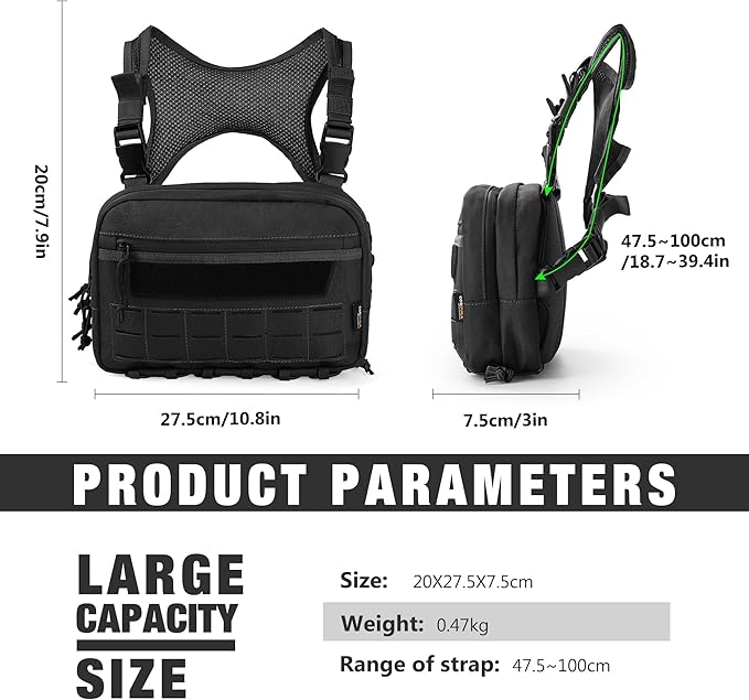 Mardingtop Chest Bag for MenOutdoor Tactical Molle Vest Chest Pack for RunningCyclingHikingEDCTravel