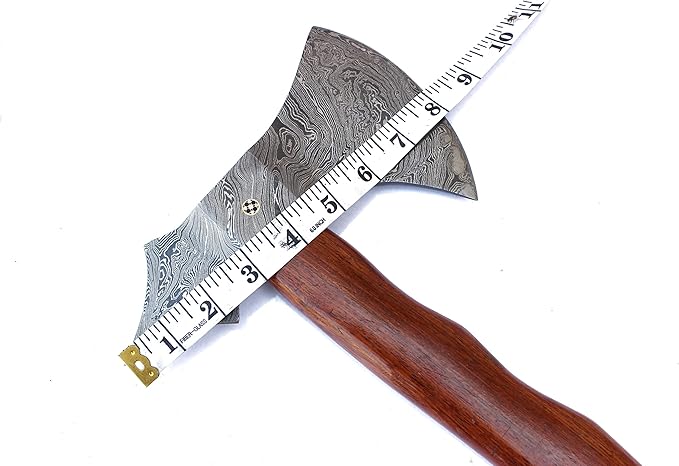 HANDMADE DAMASCUS AXE Tomahawk Axe WOODEN HANDLE WITH LEATHER SHEATH