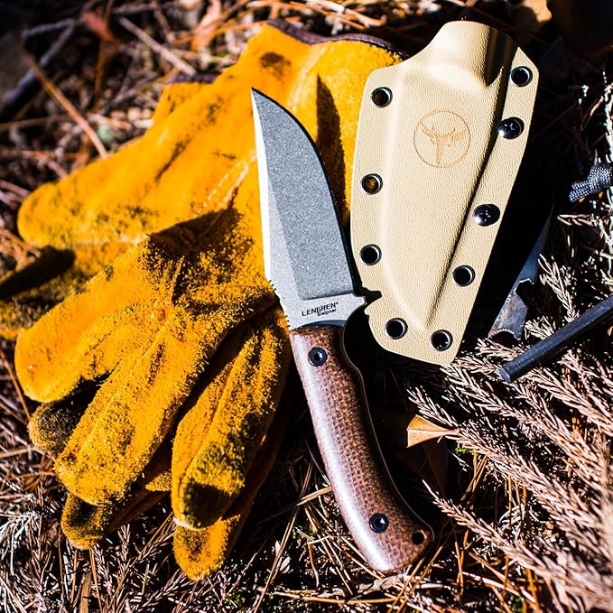 Spark Fixed Blade Knife with Sheath Micarita Handle Full Tang Outdoor Hunting Camping Survival Knife (Brown Micarita Handle)