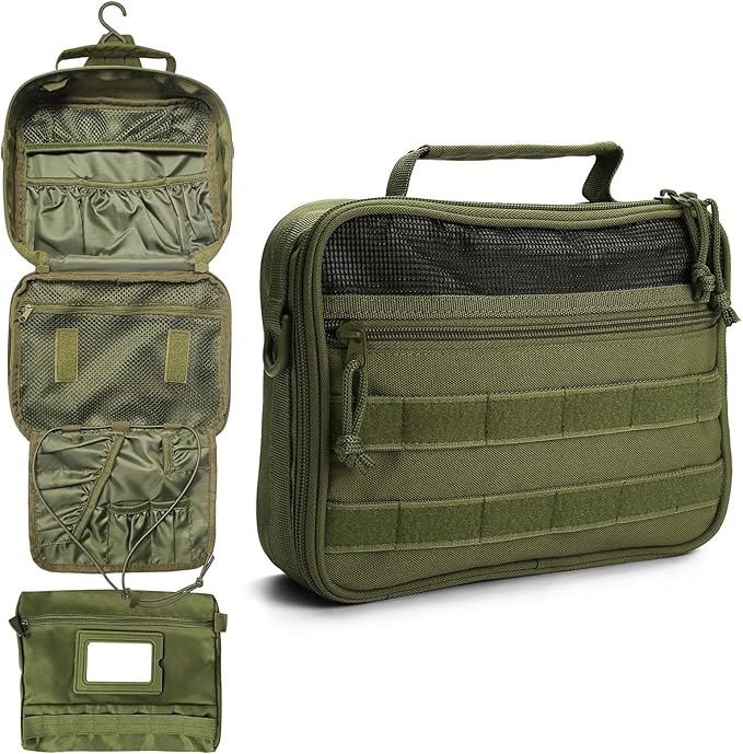 SMONT Buy Army Green Wash Bag and Black Tactical Chest Pack Combo