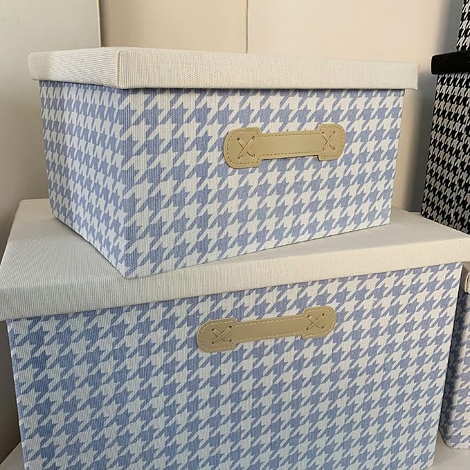 Decorative Fabric Storage Cube with Lid Organiser for Toys Towels Books Sturdy Structure Fabric Storage Container