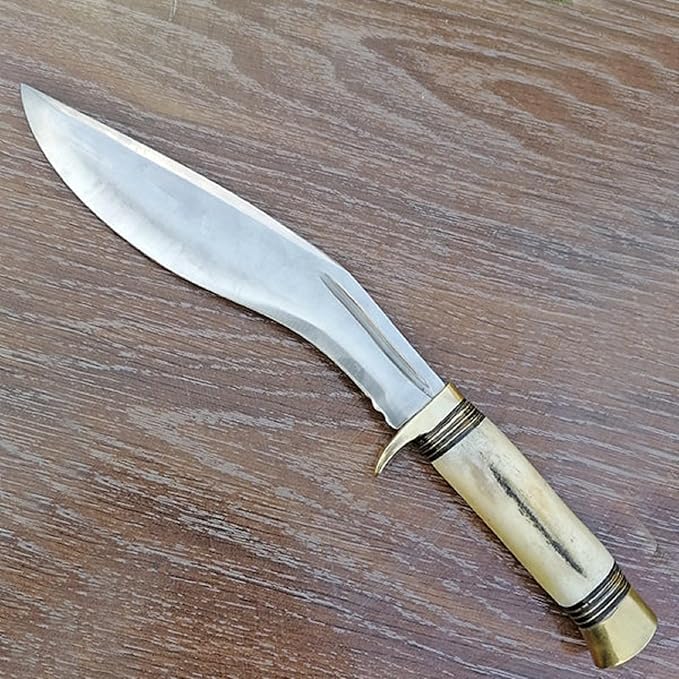 17 Carbon Steel Kukri Knife with Bone Handle Leather Sheath Included Best For Hunting Skinning and Camping Knife