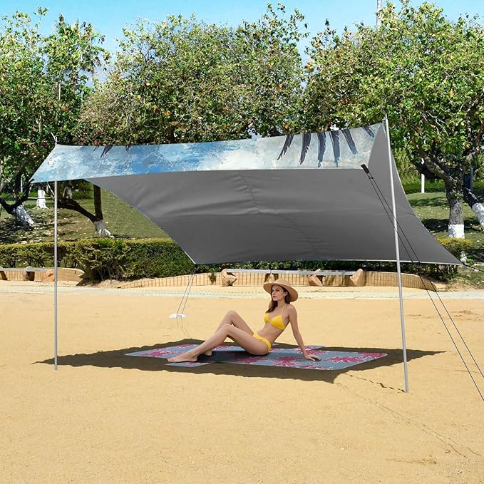 ALAZA Bald Eagles Flying Carrying American Flag The Statue of Liberty Beach Tent Sun Shelter Portable Canopy Sunshade for Outdoor Camping Picnics Backyard Fun 10x9 ft